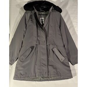 Vintage CS Signature Khaki Grey Soft Fully Lined Hooded Jacket Women's Size M